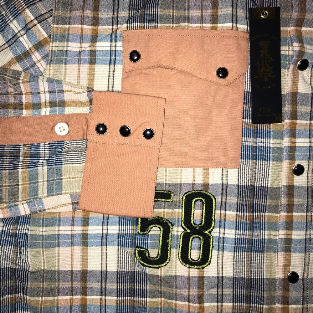 Men's Christian Audigier Pearl Snap Button Long Sleeve Western Shirt -Size: XL - Picture 8 of 16